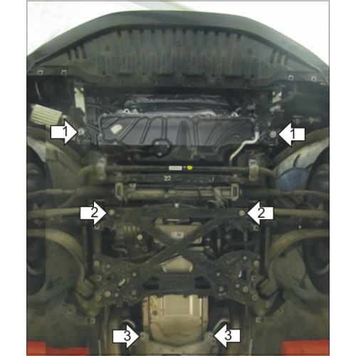 Защита Картера двигателя, КПП MOTODOR для Audi A8 2009-2017 (D4), Сталь 2 мм - Арт. 147
