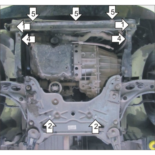 Защита Картера двигателя, КПП MOTODOR для Opel Vivaro 2006-2014, Сталь 2 мм - Арт. 1529