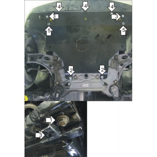 Защита Картера двигателя, КПП MOTODOR для Opel Vivaro 2006-2014, Сталь 2 мм - Арт. 1529