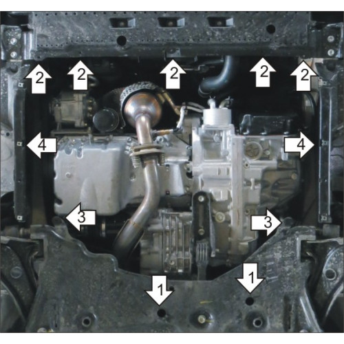 Защита Картера двигателя, КПП MOTODOR для Suzuki Sx4 2013-2021, Сталь 2 мм - Арт. 2419