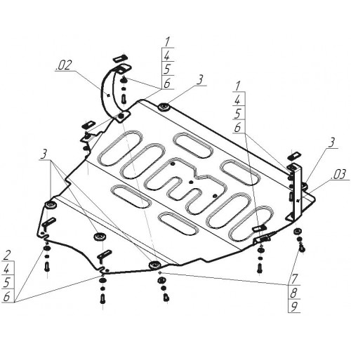 Защита Картера двигателя, КПП MOTODOR для Mazda 3 2003-2009 (I), Сталь 2 мм - Арт. 71123