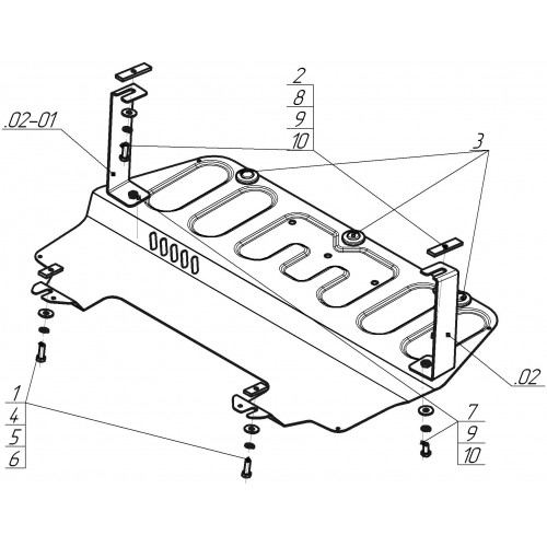 Защита Картера двигателя, КПП MOTODOR для Jetta VA3 2019- (I), Сталь 2 мм - Арт. 72301
